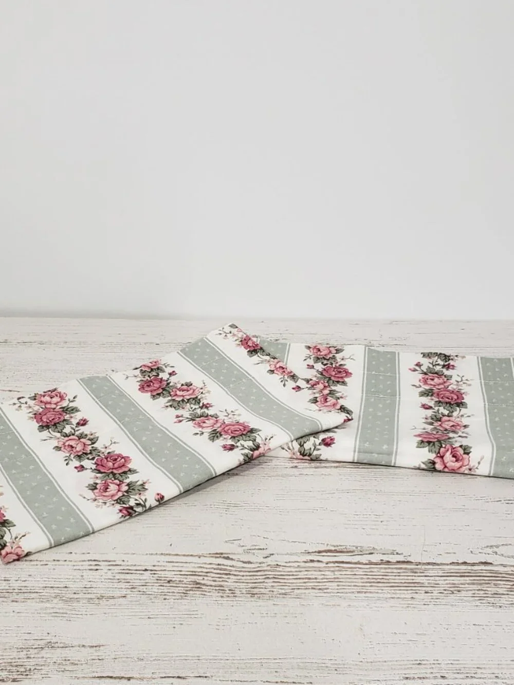 Pair of Striped Floral Handmade Curtain Valances 43